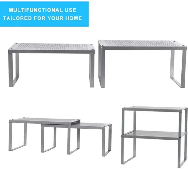 Unyqoos® Uitbreidbaar en stapelbaar metalen keukenrek voor optimale organisatie