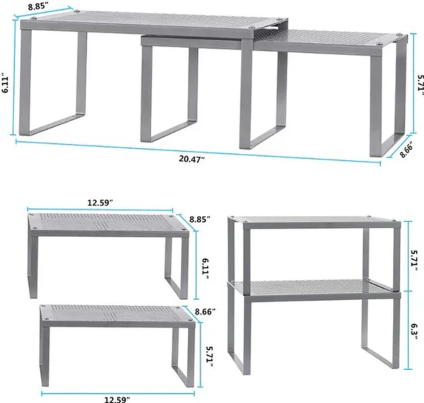 Unyqoos® Uitbreidbaar en stapelbaar metalen keukenrek voor optimale organisatie