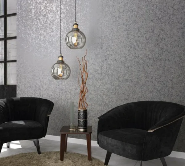 Unyqoos® Modern grijs zilver vliesbehang met metallic afwerking voor elke kamer