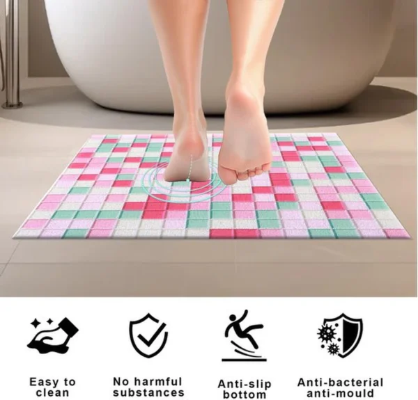 Unyqoos® Antislip Douchemat met Sneldrogend Luffa Oppervlak voor Veilig Douchen