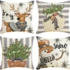 P-87213238292540-20260406113136.webp Unyqoos® Set van 4 Kerstkussenslopen met Omkeerbaar Patroon voor Feestelijke Sfeer