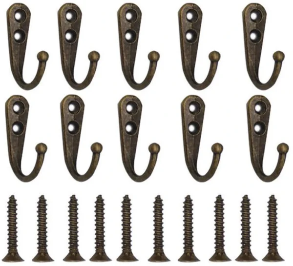 Unyqoos® Set van 10 stijlvolle vintage metalen wandhaken voor diverse toepassingen