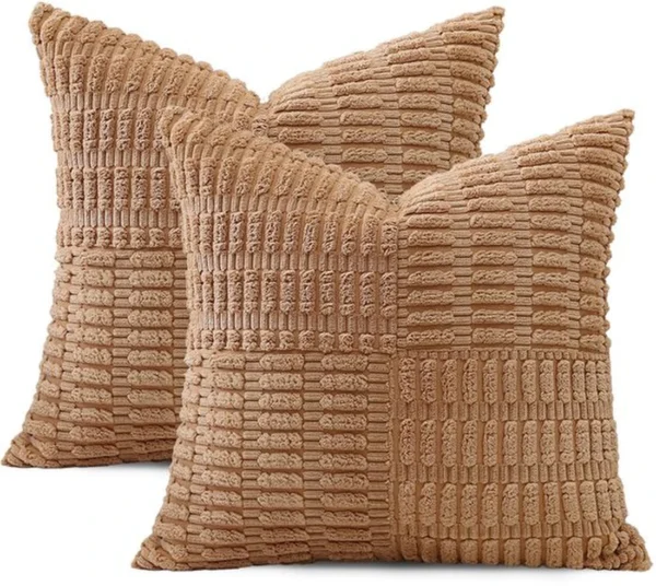 Unyqoos® Set van 2 decoratieve corduroy kussenslopen met gestreept patroon voor diverse interieurs