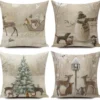 Unyqoos® Set van 4 Kerstkussenhoezen met Sneeuwpop Motief voor Winterse Sfeer