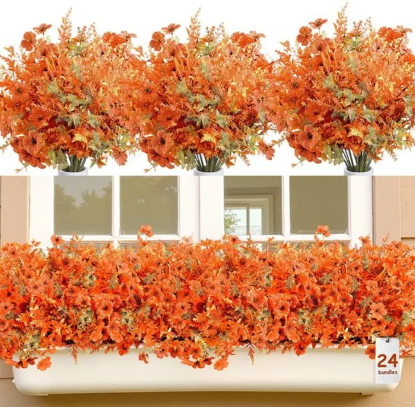 Unyqoos® Set van 24 Bundels Realistische Kunstbloemen voor Herfstdecoratie Buiten