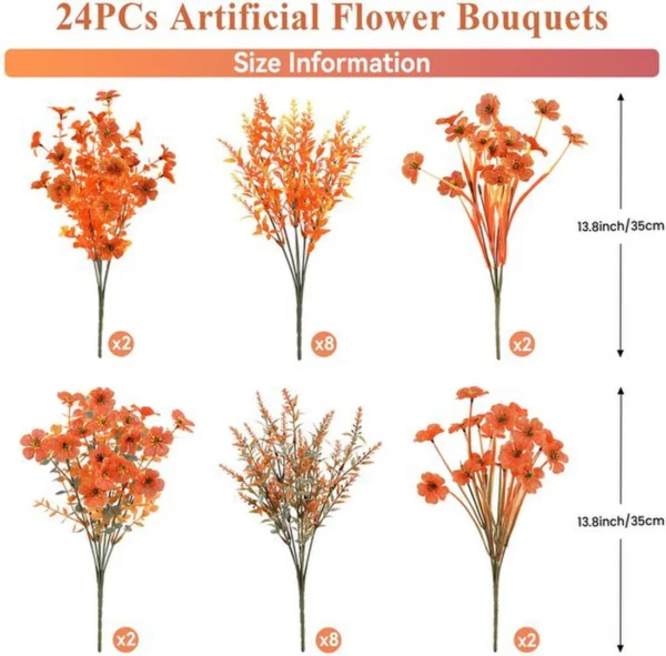 Unyqoos® Set van 24 Bundels Realistische Kunstbloemen voor Herfstdecoratie Buiten