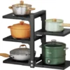P-87213238386690-20260406100541.webp Unyqoos® Verstelbare en Robuuste Organizer voor Pannen en Potten met 5 Niveaus voor Keukenkast