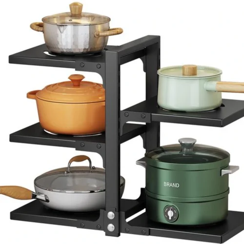 P-87213238386690-20260406100541.webp Unyqoos® Verstelbare en Robuuste Organizer voor Pannen en Potten met 5 Niveaus voor Keukenkast