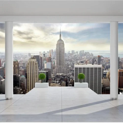 Unyqoos® Groot vliesfotobehang met New York balkon voor moderne woonkamer decoratie