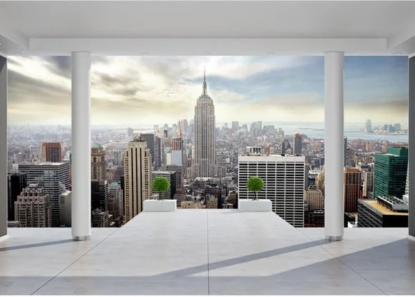 Unyqoos® Groot vliesfotobehang met New York balkon voor moderne woonkamer decoratie