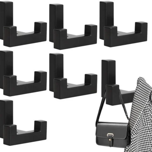 Unyqoos® Set van 6 stijlvolle zwarte wandhaken van zinklegering voor thuisgebruik