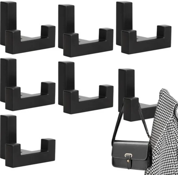 P-87213238426660-20260406120402.webp Unyqoos® Set van 6 stijlvolle zwarte wandhaken van zinklegering voor thuisgebruik