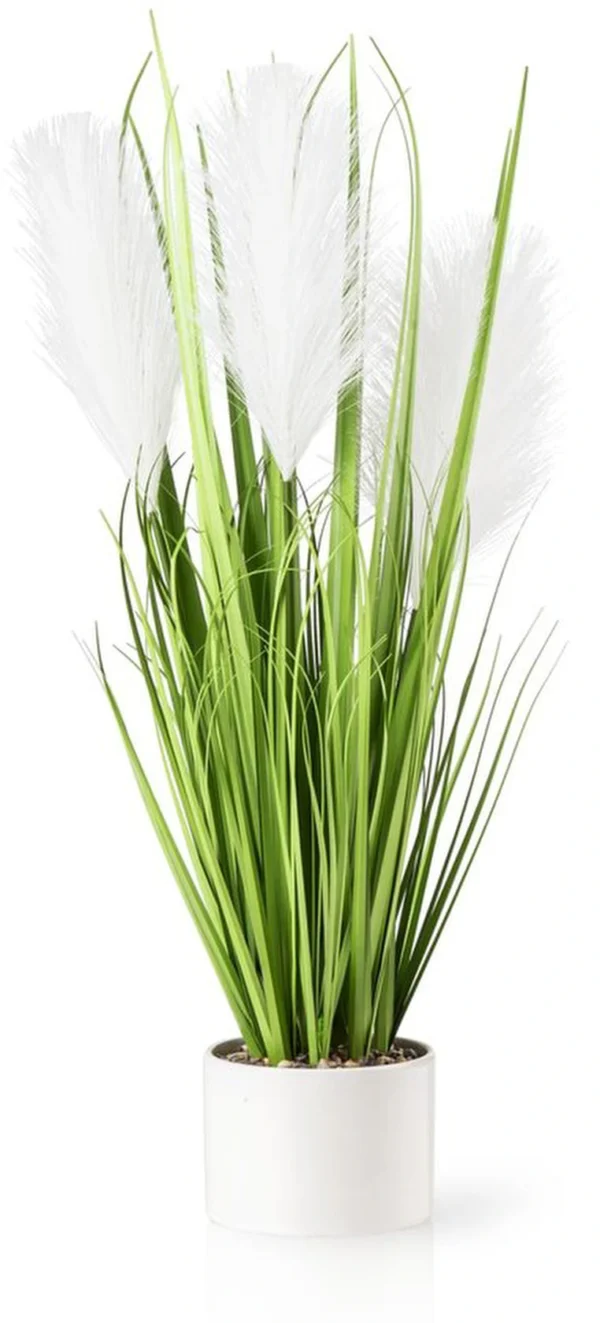 Unyqoos® Decoratief kunstgras in elegante witte keramische pot van 56 cm hoogte