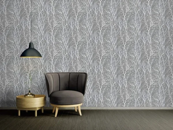 Unyqoos® Vliesbehang met bosmotief en metallic accenten voor een moderne uitstraling