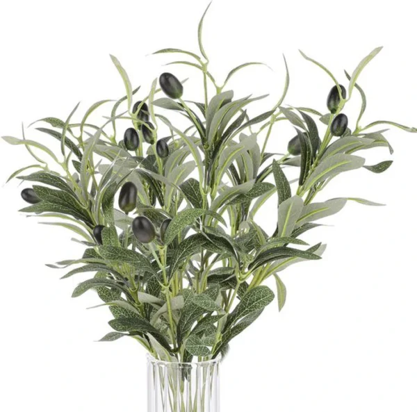 Unyqoos® Set van 10 Realistische Kunst Olijftakken voor Decoratie Binnen en Buiten, 30 cm