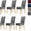 P-87213238485450-20260405184723.webp Unyqoos® Wasbare en elastische stoelhoezen van fluweel voor diverse stoelen in set van 6