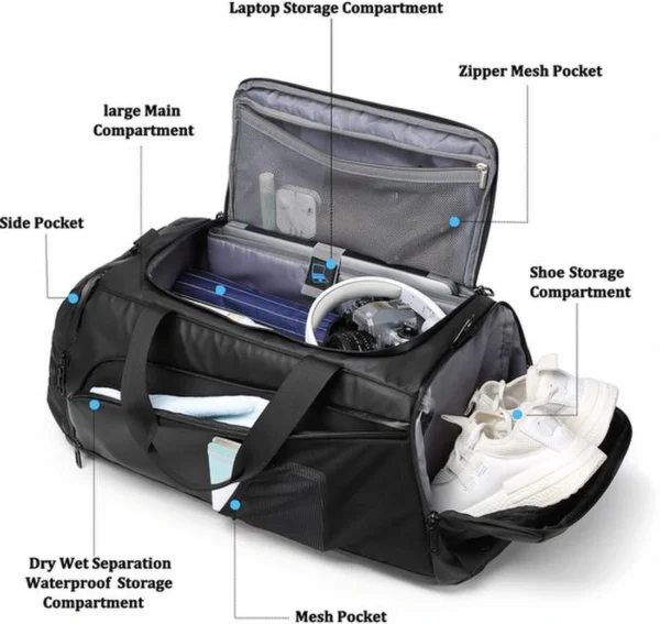 Unyqoos® Veelzijdige 40 Liter Sporttas met Schoenenvak en Waterdicht Compartiment voor Heren en Dames