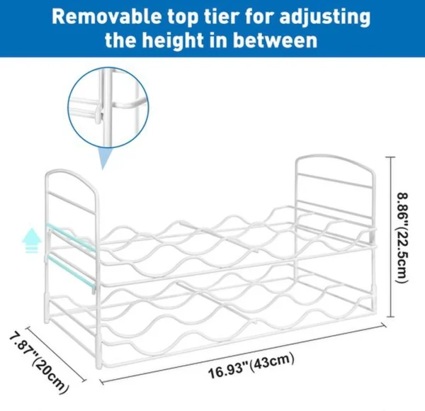 P-87213238502413-20260406105944.webp Unyqoos® Verstelbaar metalen rek voor wijn- en waterflessen in moderne stijl