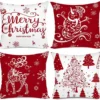 P-87213238563800-20260406114008.webp Unyqoos® Set van 4 decoratieve kerstkussenslopen met feestelijke print en verborgen ritssluiting