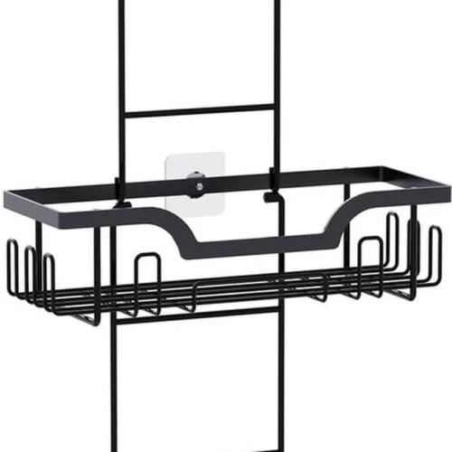 Unyqoos® Handige zwarte doucheorganizer met twee manden voor opgehangen installatie