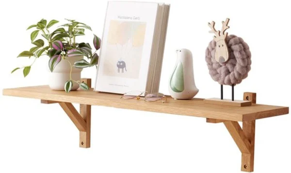 Unyqoos® Decoratieve zwevende wandplank van eikenhout met stevige houders voor elke ruimte