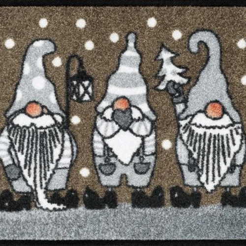 Unyqoos® Wasbare deurmat met winterkabouters voor binnen en buitengebruik 40x60 cm, bruin