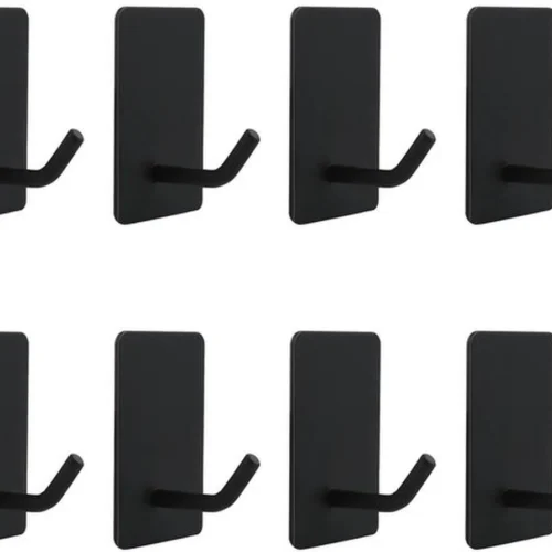 P-87213238623050-20260406121018.webp Unyqoos® Set van 8 zwarte zelfklevende haken voor diverse ruimtes zonder boren