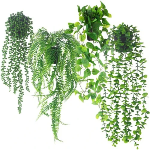P-87213238660820-20260405141320.webp Unyqoos® Set van vier levensechte hangende kunstplanten voor binnen en buiten decoratie