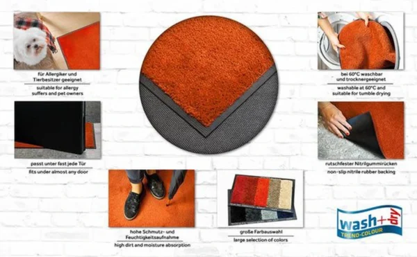 Unyqoos® Wasbare bruine deurmat voor binnen en buiten, en antislip, bruin, 35*75 cm