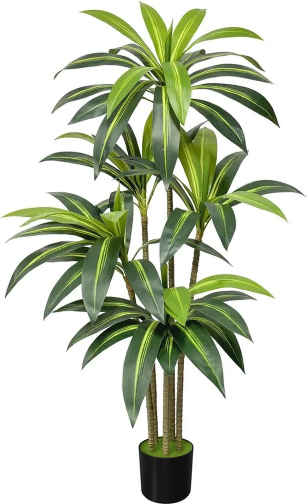 Unyqoos® Decoratieve kunstmatige drakenboom voor binnen met zwarte planter