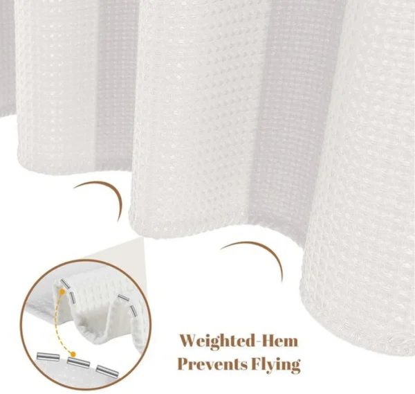 Unyqoos® Elegant wit douchegordijn met wafelpatroon en anti-schimmel eigenschappen