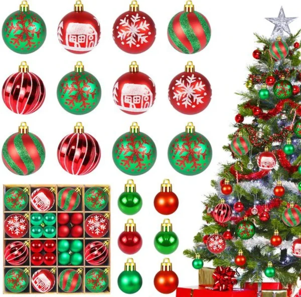 P-87213238703240-20260406093545.webp Unyqoos® Set van 44 kleurrijke kunststof kerstballen voor feestelijke decoratie