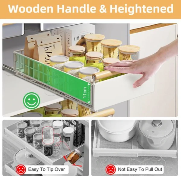 Unyqoos® Uittrekbare lade-organizer zonder boren voor keukenkasten in wit ontwerp