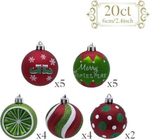 P-87213238740708-20260406093711.webp Unyqoos® Set van 20 onbreekbare kerstballen in rood en wit voor feestdecoratie
