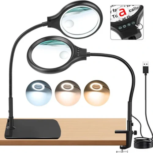 Unyqoos® Verlichte loep met verstelbare zwanenhals en stevige basis voor nauwkeurig werk