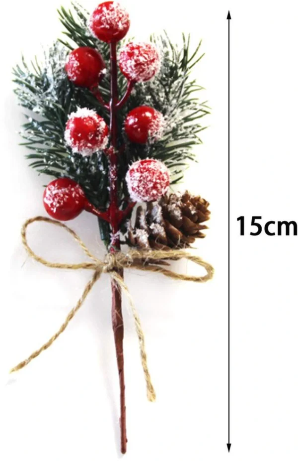 Unyqoos® Set van 10 kunstmatige dennentakken met bessen voor sfeervolle decoratie