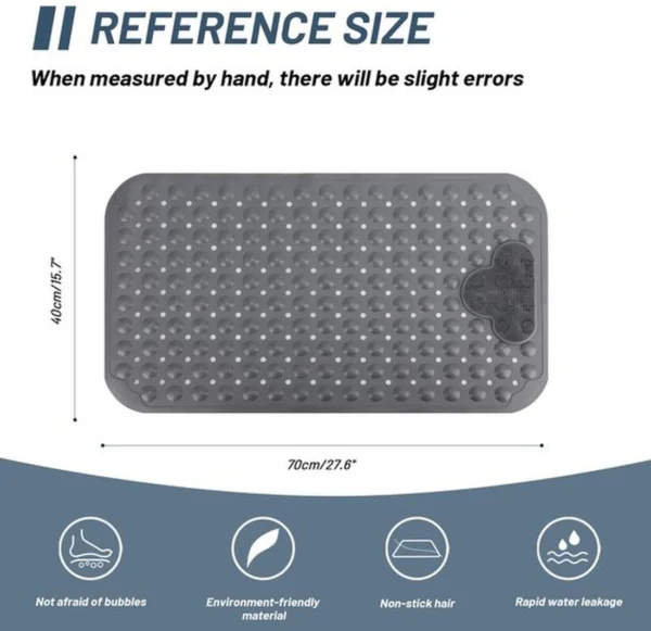 Unyqoos® Grijze antislip douchemat met massagefunctie en afvoergaten 40x70 cm