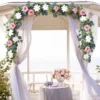 Unyqoos® Set van 4 kunstbloemenguirlandes met rozen en dahlia's voor decoratie