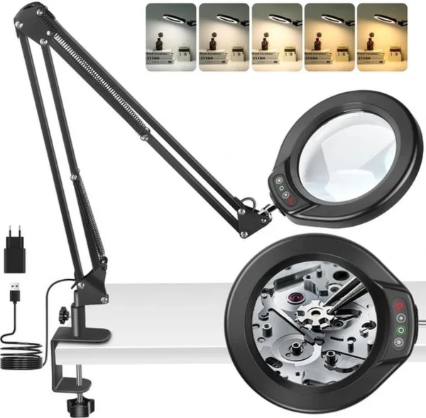 Unyqoos® Dimbare LED-vergrootlamp met klem voor gedetailleerd handwerk en lezen
