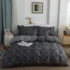 Unyqoos® Kinderbeddengoedset met Geometrisch Patroon en Omkeerbaar Ontwerp voor Jongens, Donkergrijs, 135 x 200 cm
