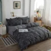 Unyqoos® Kinderbeddengoedset met Geometrisch Patroon en Omkeerbaar Ontwerp voor Jongens, Donkergrijs, 135 x 200 cm