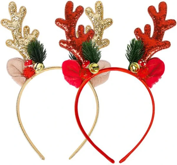 Unyqoos® Feestelijke rendiergewei haarbanden met belletjes voor kerstvieringen
