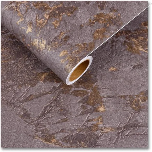 Unyqoos® Bruin en Goud Zelfklevend Marmerlook Behang voor Meubels en Wanden, Waterdichte Plakfolie, 30 cm x 200 cm