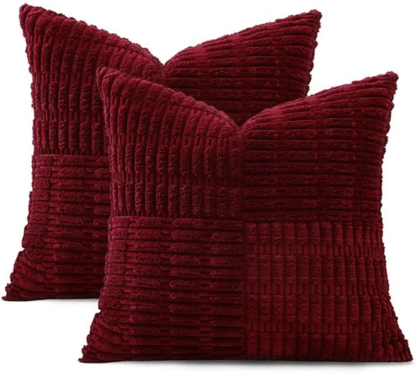 Unyqoos® Set van 2 decoratieve corduroy kussenhoezen met bohemian streepontwerp 50x50 cm