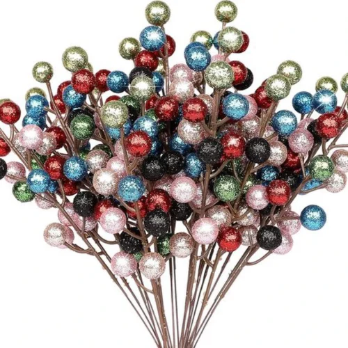 Unyqoos® Glitterende kunstbessen takken voor feestelijke kerstdecoratie en kransen