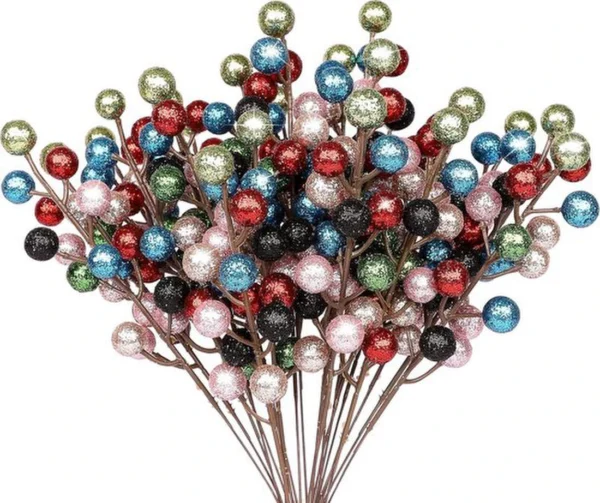 Unyqoos® Glitterende kunstbessen takken voor feestelijke kerstdecoratie en kransen