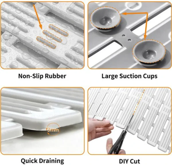 Unyqoos® Veilige en antislip badmat met zuignappen en drainagegaten