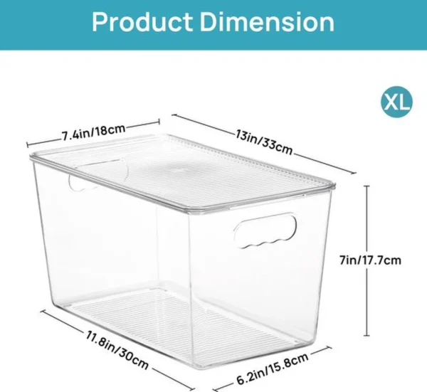 P-87213238899824-20260406095311.webp Unyqoos® Set van vier doorzichtige opbergboxen met deksel voor keuken en badkamer
