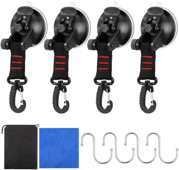 P-87213238933160-20260406121529.webp Unyqoos® Set van 4 sterke zuignappen met 360 graden draaibare haken voor kamperen