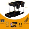 Unyqoos® Uitschuifbare Dubbeldeks Keuken- en Badkamerorganizer met Haken en Bekers voor Onder de Wastafel